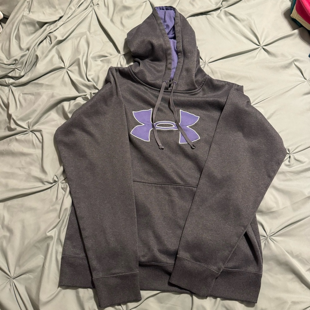Under Armour Charcoal Hoodie with Lavender Logo